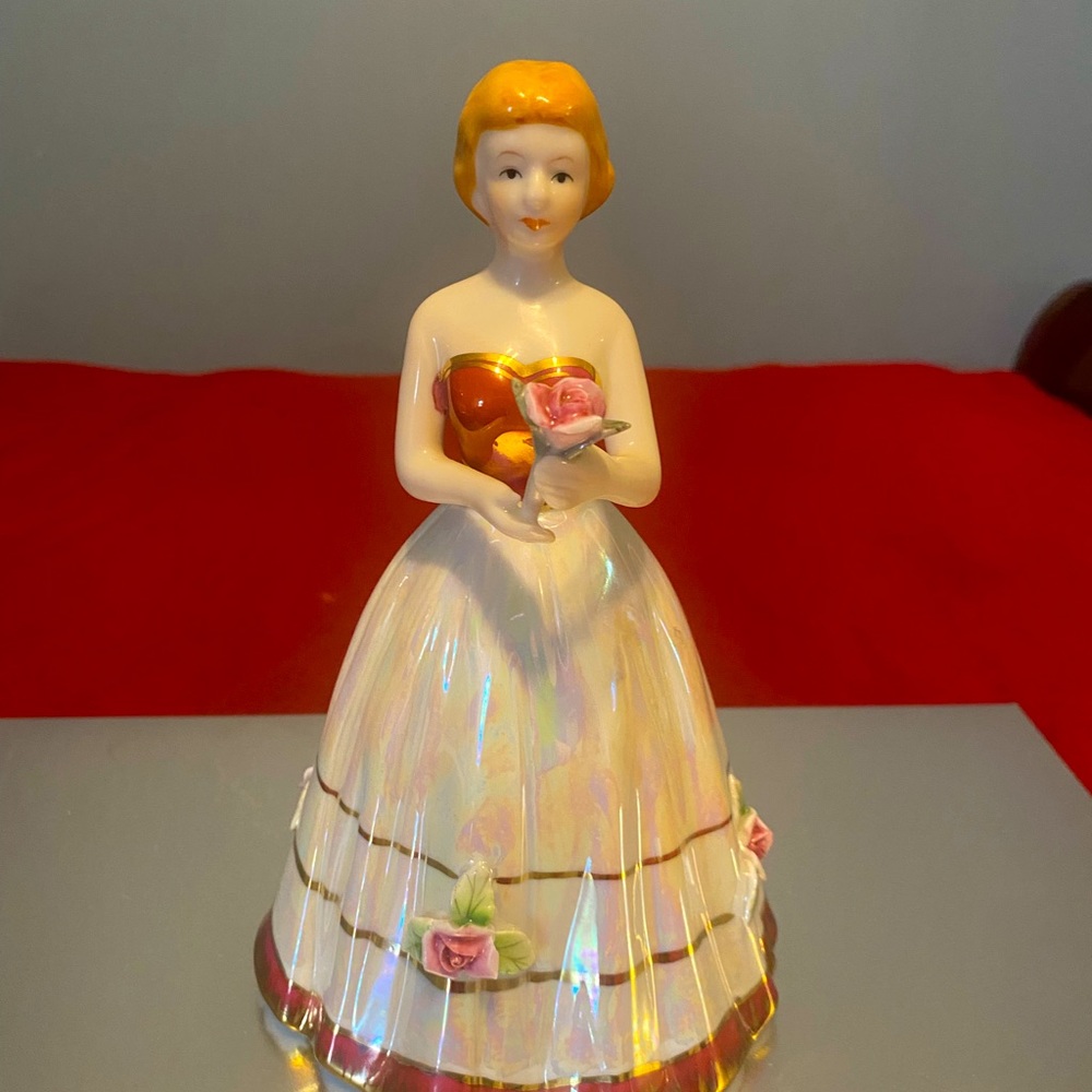 Glamorous Girl With Red Evening Gown Rose.